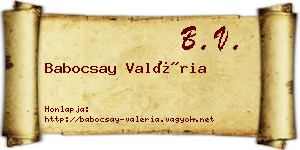 Babocsay Valéria névjegykártya